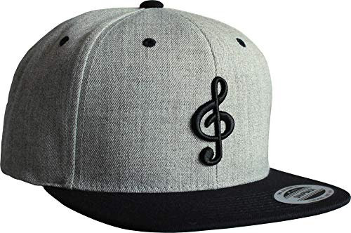 Cap Flexfit Snapback : Notenschlüssel - Kappe Herren & Damen (Grau)
