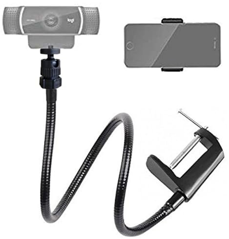 Tencro Webcam Stand Phone Holder 27 Gooseneck Desktop Camera Mount para teléfonos móviles, Logitech Webcam C925e C922 C930e C930 C920 C615, etc.