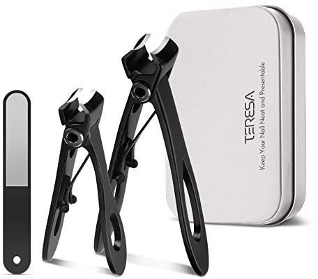 TerresaCOS Nagelknipser Set Große Öffnung für Dicke Nägel, Scharf Fußnagelknipser Groß mit Feile, Hochwertigen Fingernagel Knipser, Edelstahl Maniküre Nagelklipserset, Profi Nail Clipper inkl Etui