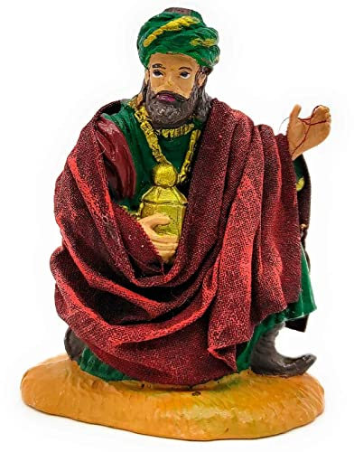 Acan Tradineur - Figura de Rey Mago para Belén, Gaspar, Figura Decorativa de durexina para Nacimiento, Adorno Artesano, Pesebre, Navidad - 7,5 x 7 x 5,3 cm
