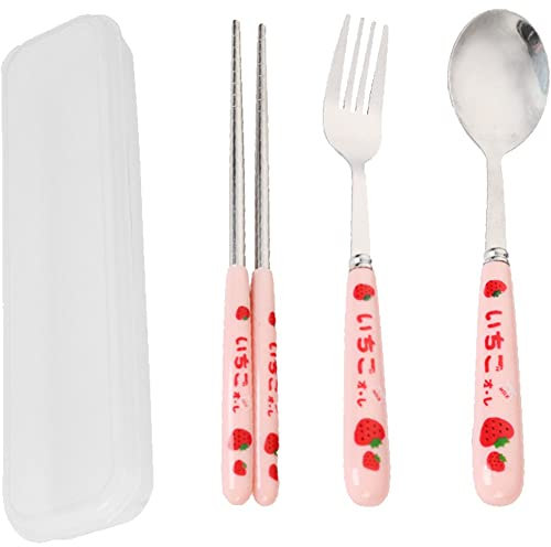 Niedliche Schachstäbchen Löffel Gabel Geschirr Sets Hülle Tragbarer Reisen Edelstahl Besteck Set Tablay Küchenutensilien