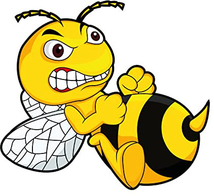 Aufkleber Böse Biene Angry Bee I 15 x 13 cm groß I gelber Sticker Wespe nach rechts I für Auto LKW Motorrad Moped Mofa Roller Helm Notebook Laptop I wetterfest - kfz511