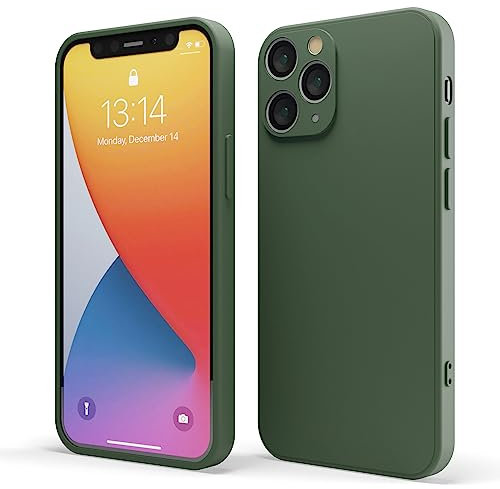 Red Ember Shockproof Case for iPhone, Ultra Slim Protective Liquid Silicone Matte Finish Phone Case with Soft Anti-Scratch Microfiber Lining (Green, iPhone 11 Pro)