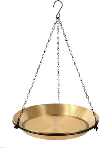 HRAYLTOP Hängende Vogel Bad Vogel Feeder Schüssel mit 16.3 Zoll Eisen Hängende Kette Abnehmbare Außendekoration für Garten Hinterhof Patio und Deck Perfekt für das Anziehen von Vögeln