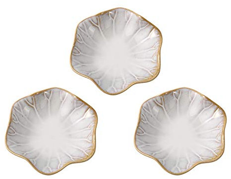 Platos para servir refrigerios 3 piezas Plato de salsa de soja con forma de flor para el hogar Plato de condimento Cuencos de cerámica para salsa de soja Guarniciones para refrigerios Sushi Fruta