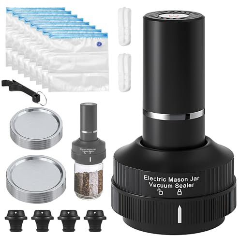 HUIOP sigillatrice sottovuoto per barattoli di vetro,Kit macchina per sigillare sottovuoto elettrica 2 in 1 per barattoli di vetro per macchina per sigillare sottovuoto ricaricabile senza fili da cuci