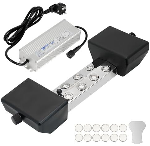 MUYIRTED Generador De Niebla 8 Cabezas 6.4L/H Maquina De Niebla con Fuente De Alimentación De 350w Y Boya De Plástico, Atomizador De Metal, Nebulizador Ultrasónico para Estanques, Jardines, Fuentes