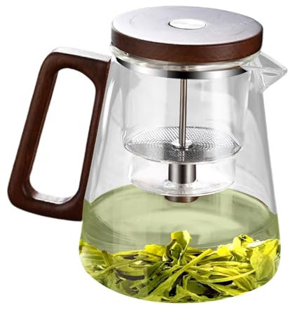 De Vidrio Con Infusor Transparente Redondo 800 Ml, Vaso De Té Con Filtro Desmontable, Gran Capacidad, Resistente