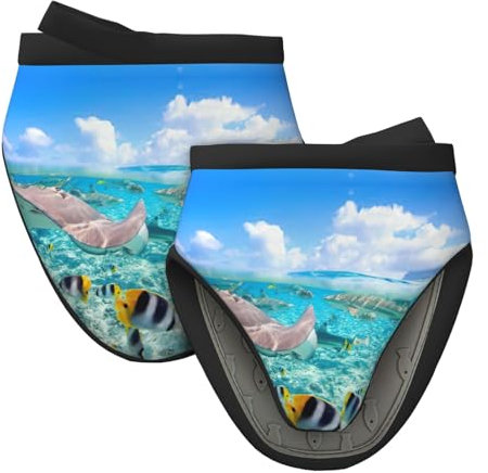 Mini-Silikon-Ofenhandschuhe mit buntem Fisch-Druck, rutschfeste Ofenhandschuhe für Küche, Kochen, Backen, 1 Paar