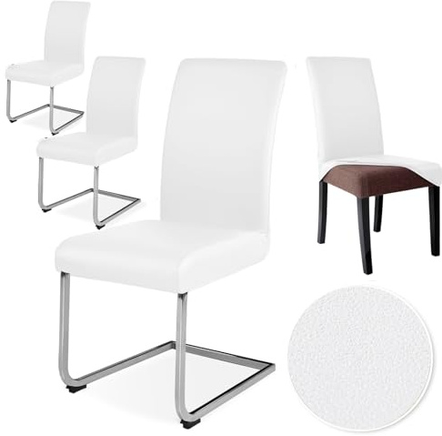 Alishomtll PU Chair Covers Set of 4 Waterproof Leather Chair Covers White