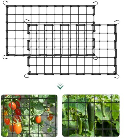 2 Pflanzennetz Scrog Netz 120×60cm Elastisch Dehnbar Ranknetz Wiederverwendbar Grow Netz Kommt mit 8 Haken Wachsen Zelt Netz Geeignet für Blumen Obst GemüSe Kletterpflanze (2pcs 60 * 120cm)
