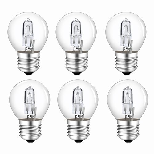 Caldarax Leuchtmittel E27 42W Dimmbar 230V, 613LM Warmweiß 2700K, Klar Glas Globe Lampe G45 E27 Schraubbirne für Deckenleuchte, Wandlampe, Tischlampe, 6 Stück