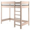 WNM Group Hochbett HUBI - Kinderbett mit Rausfallschutz und Lattenrost - Jugendbett aus Massivholz & Holz-Platte - 180x80x160 - Gekalkte Eiche