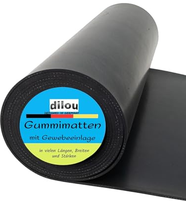 mi-gummi Gummimatte mit Gewebe, Industriematte, Schwarz, Dauerelastisch, 3000x500x5mm