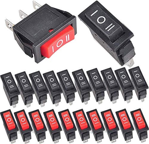 RUNCCI-YUN 20pcs ON/OFF/ON SPST, 3 Posición Interruptor Basculante, Barco Mecedora, Coche Rocker AC 250V/15A, 125V/20A