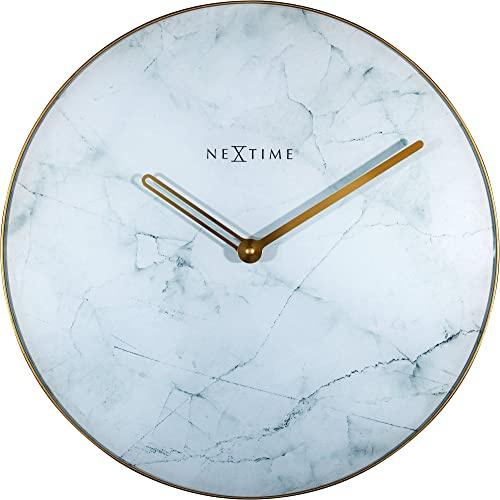 Nextime - Wanduhr - Ø 40 cm - Glas/Metall - Weiß - 'Marble'
