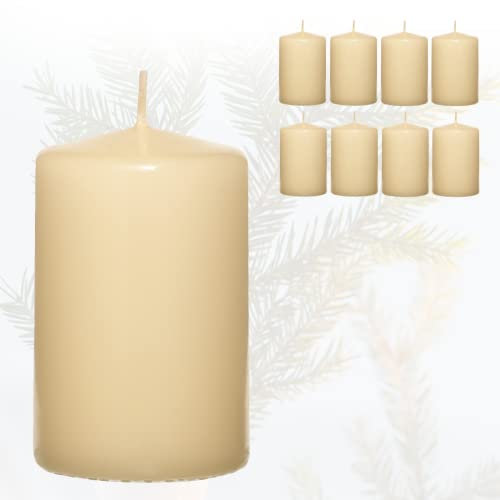 Candelo 8er Set Stumpenkerzen Weihnachten Kerzen - Champagner - 4,8cm x 8cm - Advent Kerze Weihnachtsdekoration - Weihnachtskerzen für Adventskranz