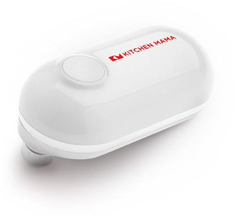 Elektrischer Mini-Dosenöffner von Kitchen Mama für glatte Ränder: Öffnen Sie Dosen einfach per Knopfdruck – Ultrakompakt, platzsparend im Miniformat, tragbar, freihändig, lebensmittelecht (weiß)