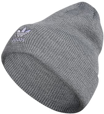 adidas Originals Women's Trefoil Beanie, Heather Grey/White 2, One Size