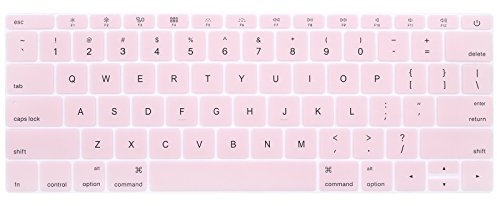 WYGCH Light Pink Silicone Keyboard Cover Protective Skin Protector for MacBook Pro 13 inch 2017 & 2016 Release A1708 Without Touch Bar and 12 inch A1534,USA Version
