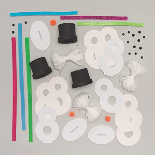Baker Ross FC121 Schneemann Pom Pom Bastelset - 3er Pack, Weihnachtsbasteleien, Pom Pom Dekorationen für Kinder zum Basteln, Dekorieren und Ausstellen, kreative Aktivitäten für Kinder