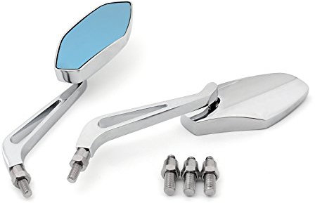 Vipih Motorradspiegel Universal Lenkerspiegel Spiegel Chrom M8 M10 Paar CNC-Gefräst (2Er Pack)