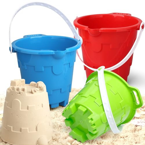 Dilabnda Eimer in Sandburg Form für Kinder, Sandburg Strand Eimer Spielzeug Set mit Netzbeutel, Sand Strand Eimer für Kinder, Kleinkinder, Outdoor Spielsandkasten, Schnee Hinterhof-3 Bunt
