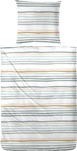 Primera Bettwäsche Perkal grün-türkis-beige Größe 155x220 cm (80x80 cm)