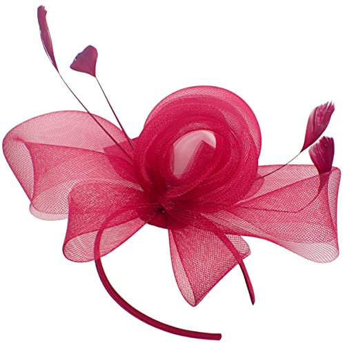Topkids Accessories Fascinator für Frauen - Eleganter Hochzeits-Fascinator mit Stirnband, perfektes Haar-Accessoire für Hochzeitsgäste (Rot)