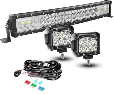 AUXTINGS LED Zusatzscheinwerfer Scheinwerfer mit 3 Reihen 56 cm 270W LED Nebelscheinwerfer gebogen+ 10cm led arbeitsscheinwerfer für Geländewagen ATV AWD SUV 4x4 Pickup, 12V 24V wasserdicht