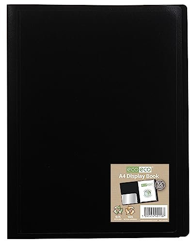 eco-eco Porte-documents 100% recyclé 100 pochettes Noir A4 Couverture souple Eco116