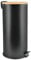 Spirella - Poubelle de Cuisine à Pédale en Acier ADONIS - Couvercle Bambou - Fermeture Douce Easy-Close - Anti-Trace de Doigts - Ø 29,5 x 63 cm - 30L - Noir Mat