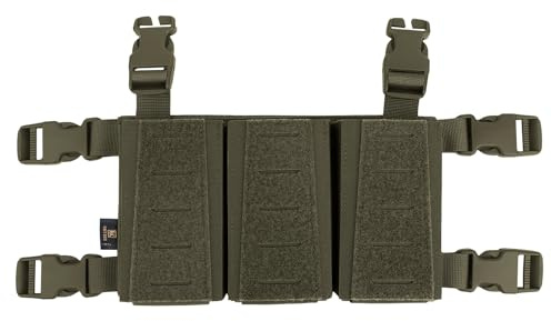 KRYDEX GEAR Tactical Triple Magazine Pouch, Placard .223 5.56 Mag Pouch Panel with Insert Holder (Ranger Green)