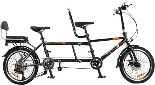 Kcolic 20 Zoll Klapp Tandemfahrräder Beach Cruiser Fahrrad Für Erwachsene, Tandemfahrrad, Verstellbares 7 Gang Tandemfahrrad Cruiser-Fahrrad B