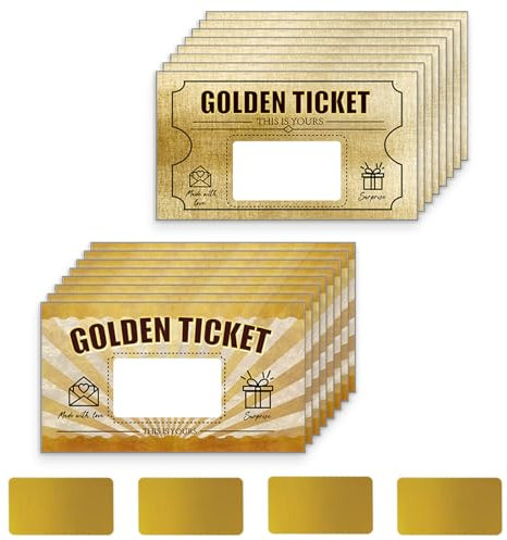 PLIGREAT 120 Pezzi Biglietto d'oro gratta e Vinci Carte in Bianco buoni Regalo gratta e Vinci Adesivi per Piccole Imprese Natale Matrimonio Festa di Compleanno Lotteria attività Fornitura