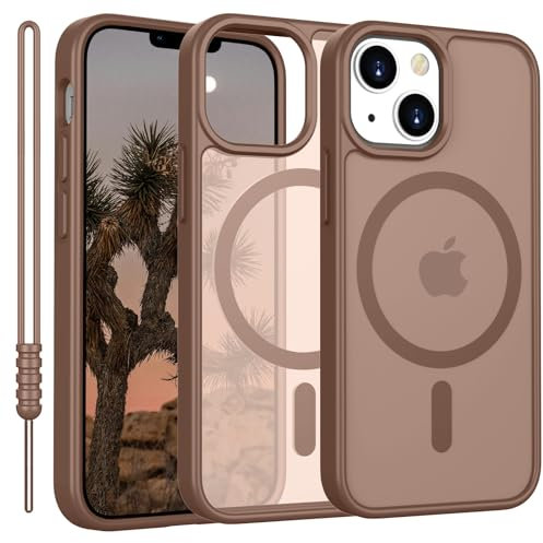 iPhone 13 Mini Hülle mit MagSafe, iPhone 12 Mini Hülle, Hanyhülle iPhone 12/13 Mini Magnetisch Dünn Matte Touch, Anti-Gelb rutschfest Kratzfest Schutz Stoßfest Hülle iPhone 12/13 Mini Braun