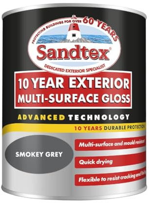 Sandtex 10 Year Exterior Multi Surface Gloss 750ml Smokey Grey