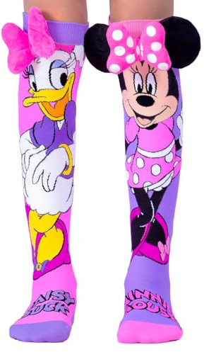 Madmia Disney Frozen, Stitch, Mickey Socken: Farbenfrohe Socken mit 3D-Applikationen, für Kinder und Erwachsene im Alter von 6 bis 99 Jahre