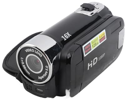 Videokamera 16MP 1080p 16x Digital Zoom Fill Light Camcorder Tragbares -Selfie für Reisen (Black)