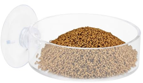 APOMOONS Garnelen Futterschale mit Saugnapf, Futterschale Aquarium Saugnapf Aquarium Rund Garnelen Zubehör, Kleine Klare Acryl Fischbecken Futterschale, 6CM