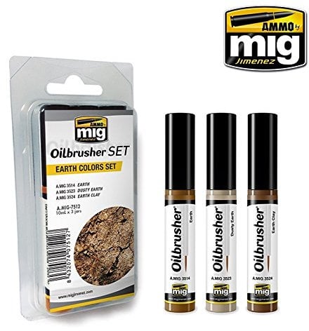 Ammo MIG-7512 Earth Colors Lot de pinceaux à Huile Multicolore