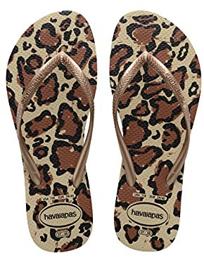 Havaianas Slim Animals, Infradito Donna, Multicolore (Sabbia Grigio/Oro Rosa), 35/36 EU