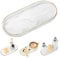 Luxspire Schmuck Tablett mit Goldrand, Ovales Kosmetiktablett Hitzebeständig Keramik Badezimmertablett Küchen Platte Schmuckaufbewahrung Organizer für Badezimmer Schlafzimmer, S Größe, Marmor Weiß