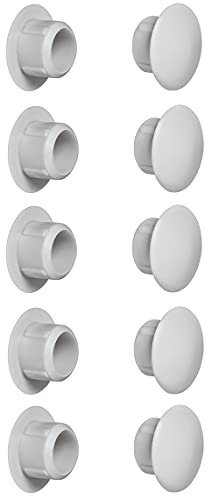 cyclingcolors 10x Abdeckkappen Kunststoff Blindbohrung Stopfen Blindstopfen Abdeckung Möbel (Ø10mm/lichtgrau RAL 7035)
