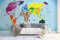 Papier Peint 3D Intissé Couleur De La Carte Du Monde Papier Peint Panoramique 3D Moderne Décoration Murale