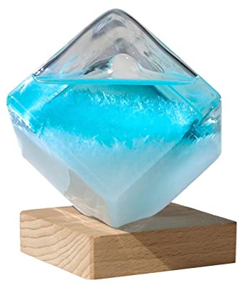 Wangduodu Barómetro Predictor del Tiempo - Innovadora estación Cristal tormenta en Forma Cubo - Estilo nórdico, meteorológico Decorativo para el hogar