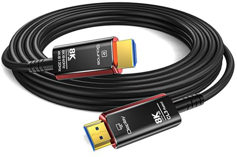 Cable HDMI fibra óptica 20M 8K, Clasificación CL3 Cable HDMI 2.1 Soporta 8K@60Hz 4K@120Hz Ultra alta velocidad 48Gbps Dynamic HDR, eARC,ARR, Dolby Atmos, Compatible con PS5, Xbox Series X, UHD TV