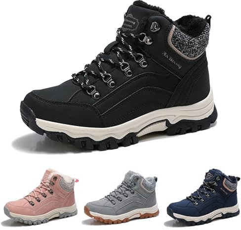 ARRIGO BELLO Donna Stivali da Neve Invernali Scarpe Allineato Pelliccia Caloroso Caviglia Piatto Stivaletti Sportive Boots Escursionismo 36-41(S Black Nero, taglia 38)