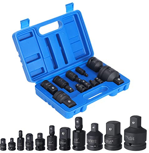 Moendergo Kraft Adapter Set 11tlg Vierkant 1/4 3/8 1/2 3/4 Kraft-Adapter Aufsatz für Innen & Außen Antriebshülsenadaptersatz mit Kunststoffkoffer (11)