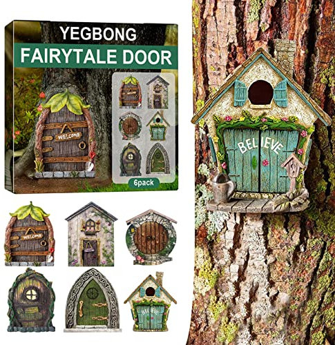 2 Stück Feentür – Miniatur-Wichteltür | Miniatur-Feengartentür für DIY Mikro-Landschaftsdekoration, Kinderzimmer, Wand und Baum im Freien (6 Stück) von Lear-au